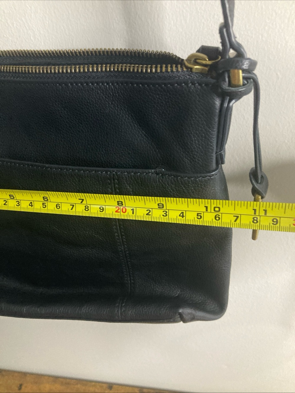 FOSSIL Black Crossbody Organizer Handbag Hippie Boho Purse Cowhide Leather - Picture 14 of 16
